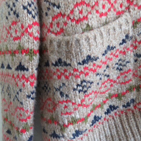 ALEX MILL Wool Fair Isle Cardigan Camel Multi - Women's Size M - Picture 9 of 16
